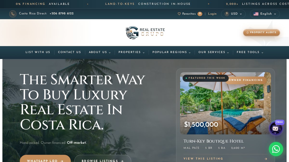 Screenshot of realestategrupo.com interface