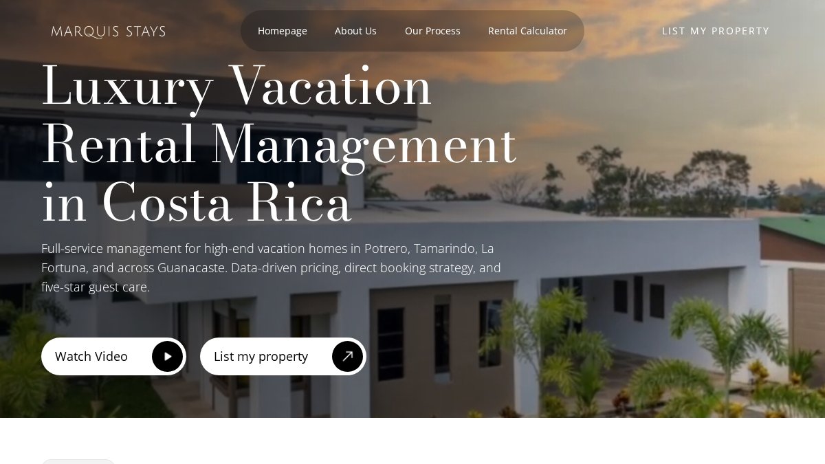 Screenshot of marquisstayspropertymanagement.com interface