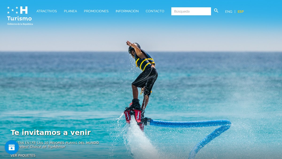 Screenshot of honduras.travel interface
