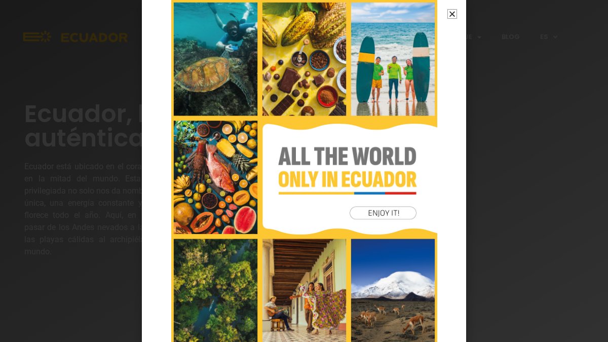 Screenshot of ecuador.travel interface